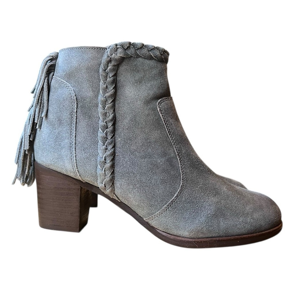 Matisse Lucinda Fringe Braided‎ Western  Blue Suede Leather Ankle Boots Sz 8.5 - Picture 2 of 16